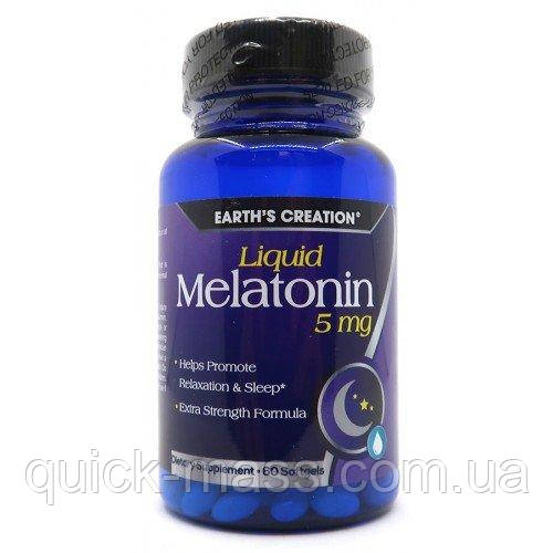 Мелатонін від безсоння Earth's Creation Melatonin 5 mg - 60 софт гель, фото 1