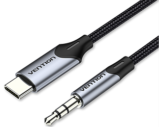 Переходник Vention USB-C Male to 3.5mm Male Cable 1 м Black/ Grey (BGKHF)