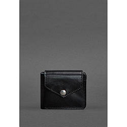 Шкіряне портмоне 4.2 на кнопці чорне