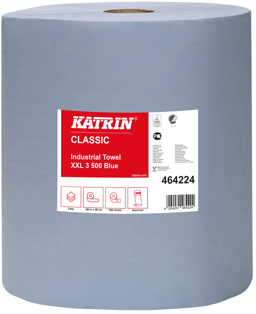 Протирочний паперовий рушник ламінований 464224 Katrin Classic Industrial XXL3 Blue 500