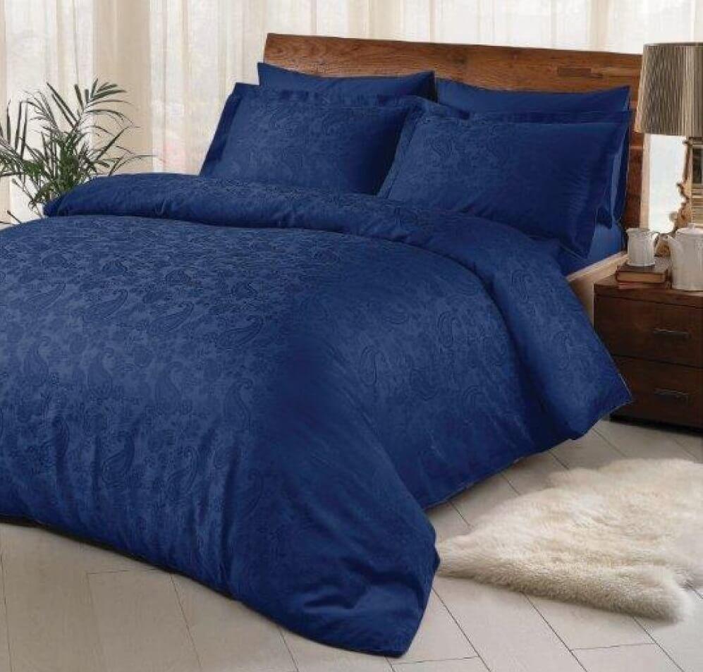 Турецька Постільна білизна TAC Brinley Blue Сатин Жакард