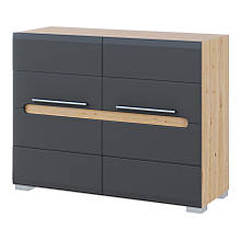 Тумба 2Д в дитячу кімнату з ДСП/МДФ Б'янко дуб Артизан/графіт Світ Меблів