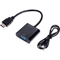 Перехідник HDMI/VGA 0.1 m (YT-C-HDMI(M)/VGA(F)+AUX-B) чорний (пакет)