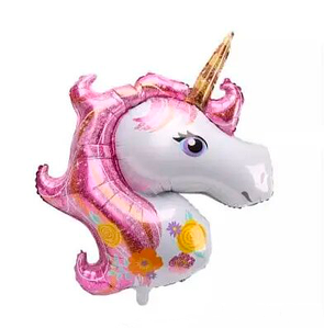 Фольгована кулька Єдиноріг Голова з Квіточками 110х80см (43")