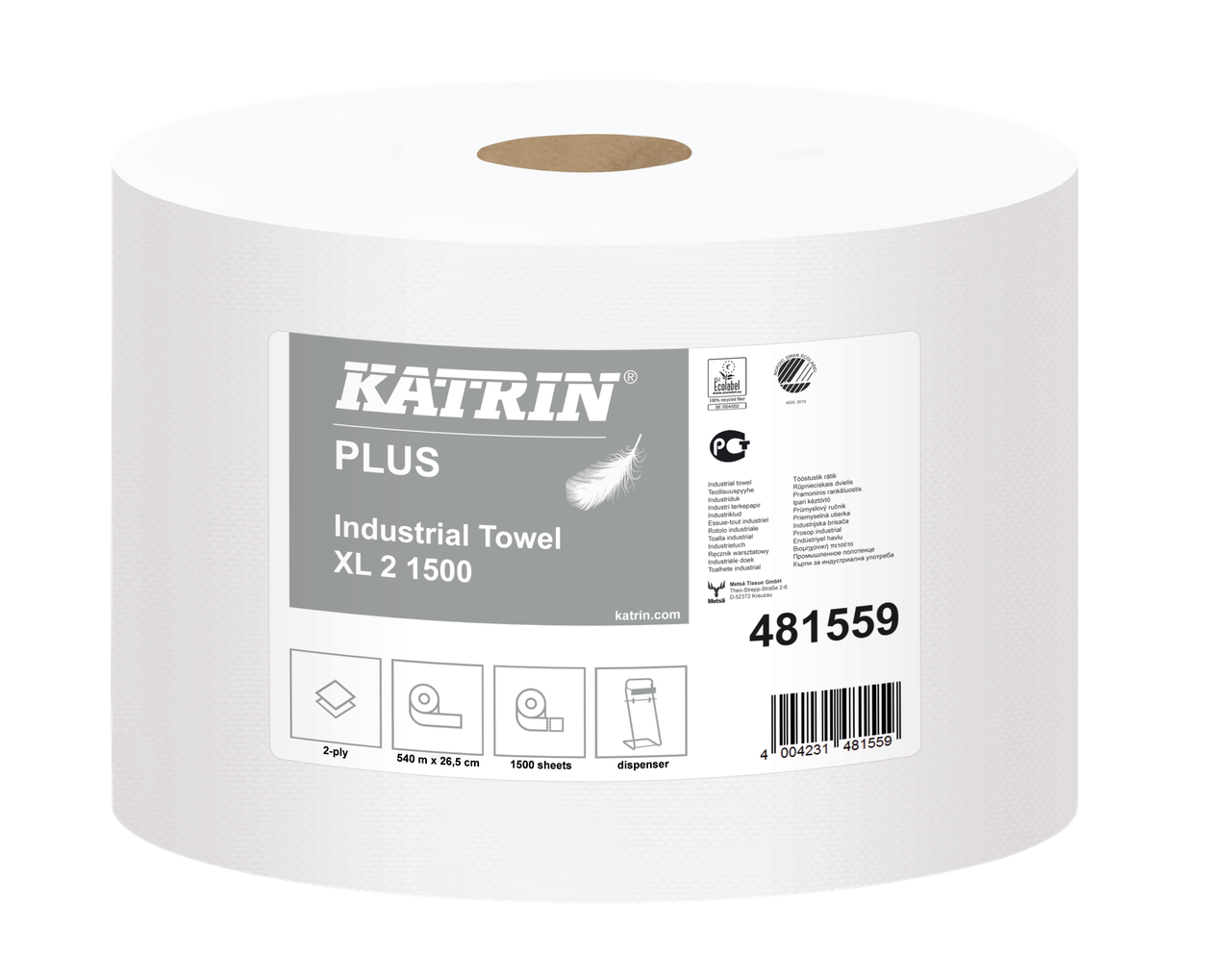 Протирочний паперовий рушник ламінований 481559 Katrin Plus XL2 1500