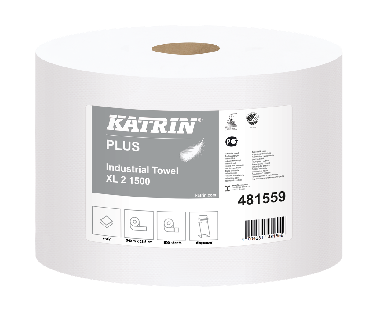 Протирочное бумажное ламинированное полотенце 481559 Katrin Plus XL2 1500 - фото 1 - id-p1600831241
