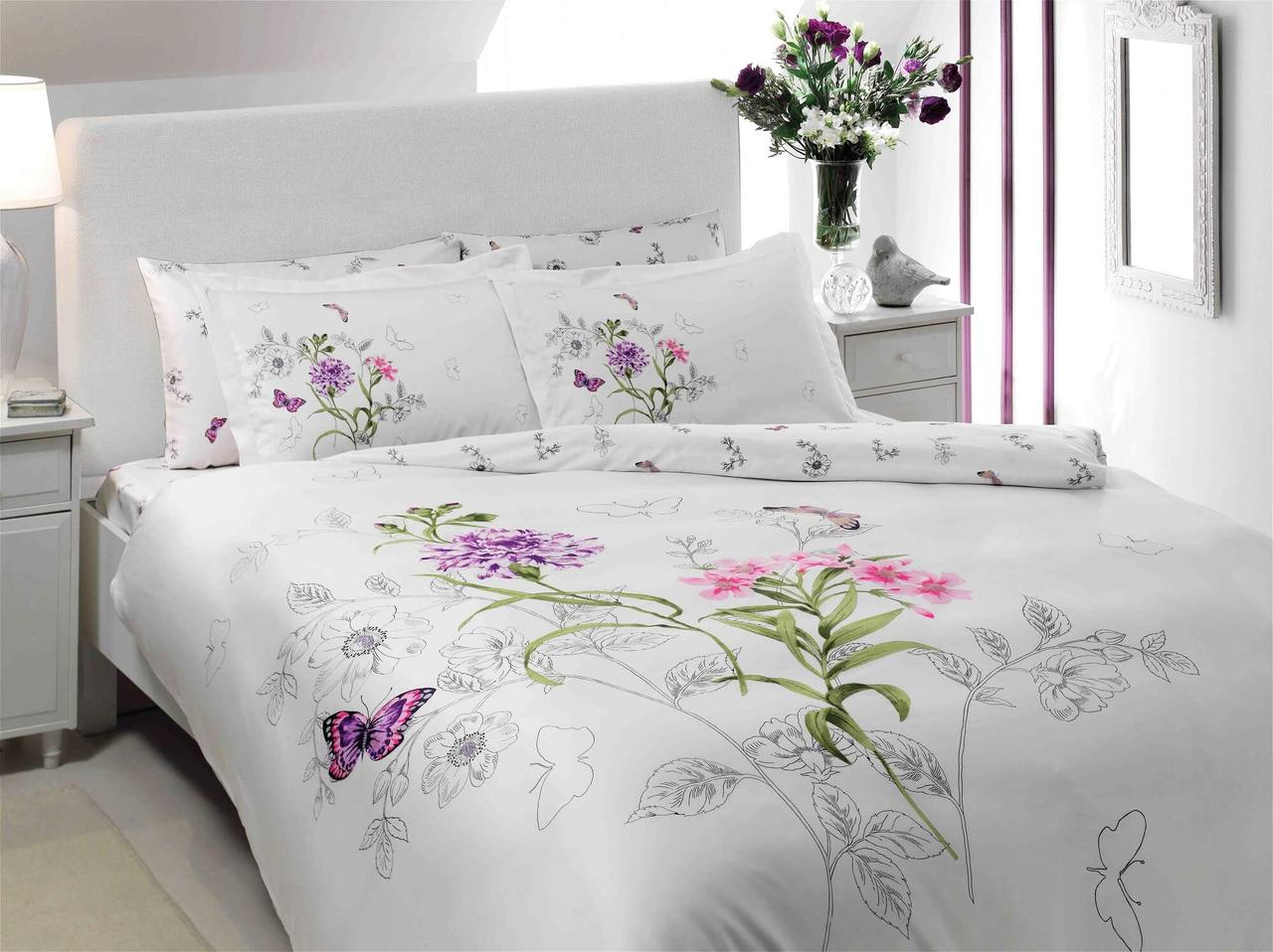 Турецька Постельне Бельє TAC Nicole Lilac Сатин-Deluxe, фото 1