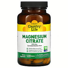 Цитрат магнію Country Life "Magnesium Citrate" 125 мг (120 таблеток)