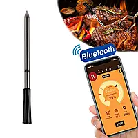 Термометр щуп для м'яса, стейка бездротовий bluetooth, для гриля, духовки, барбекю — Чорний