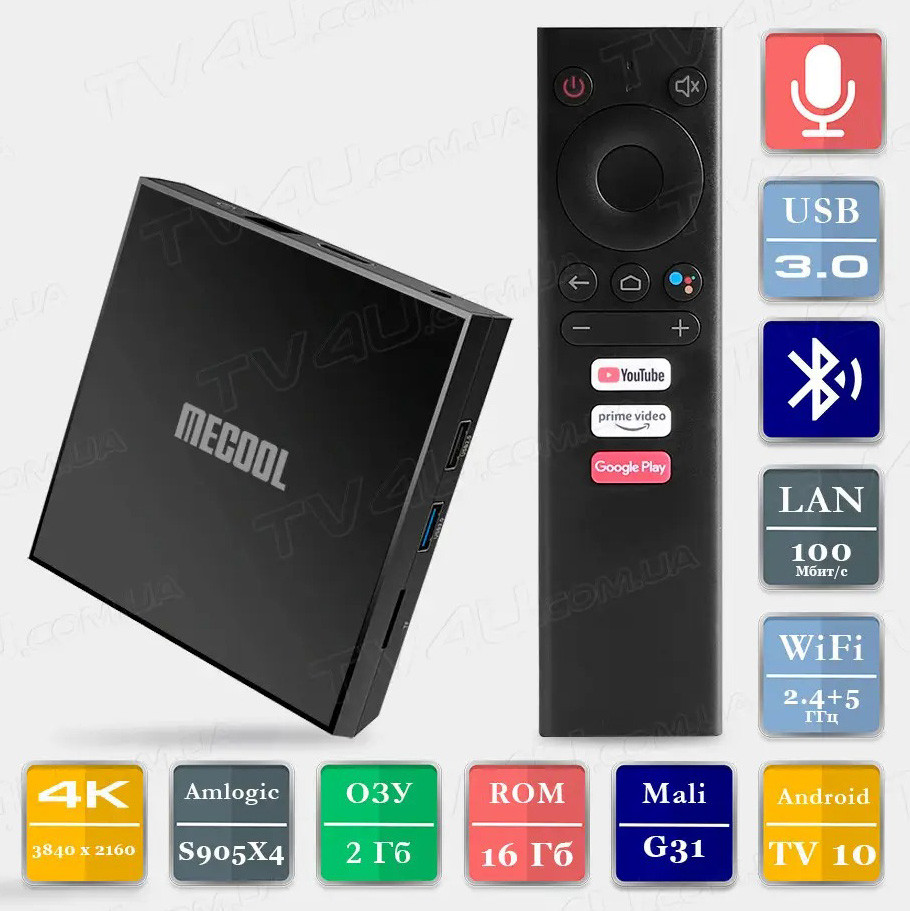 Смарт ТВ приставка Mecool KM6 Classic 2/16 Гб Android TV 10 Smart TV Box Андроїд ТВ бокс