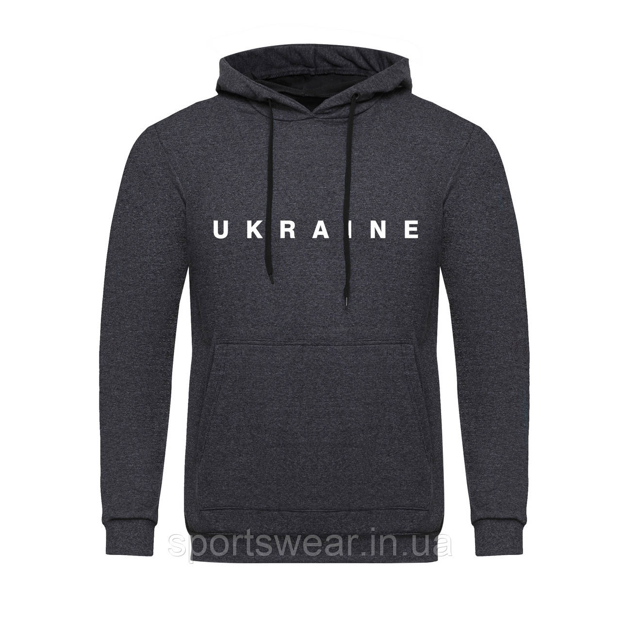 Толстовка темно-сіра Худі весняна, літня з принтом Україна Ukraine Кофта з капюшоном символіка України