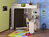 Ліжко-горище з робочою зоною "Теремок", дуб молочний + оранж, фото 3