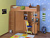 Ліжко-горище з робочою зоною "Теремок", дуб молочний + оранж, фото 4