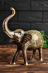Слон латунний з гравіюванням ручної роботи, 30 см
