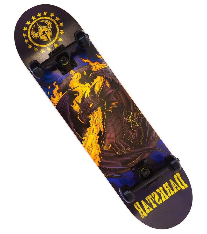 Дерев'яний скейт трюковий Maraton El Primo Dark Star для початківців канадський клен Гриптейп-наждачка