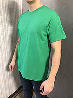 Мужская футболка зеленая трава 165 грамм плотная хлопок