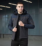 Куртка весняна молодіжна чоловіча soft shell чорна, Коротка чоловіча куртка повсякденна, фото 4