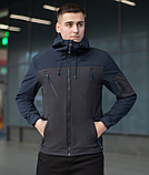 Куртка весняна молодіжна чоловіча soft shell чорна, Коротка чоловіча куртка повсякденна, фото 3