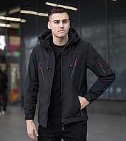 Куртка soft shell чорна весняна молодіжна чоловіча, Демісезонна чоловіча куртка