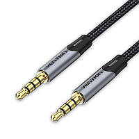 Аудиокабель Vention 4 pin TRRS Jack Aux 3.5 мм плетеный 2 м Black/ Grey (BAQHH)