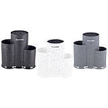 Підставка для ножів і кухонного приладдя Kamille KM-7608BL 22 см Білий Потрійна підставка для ножів, фото 3