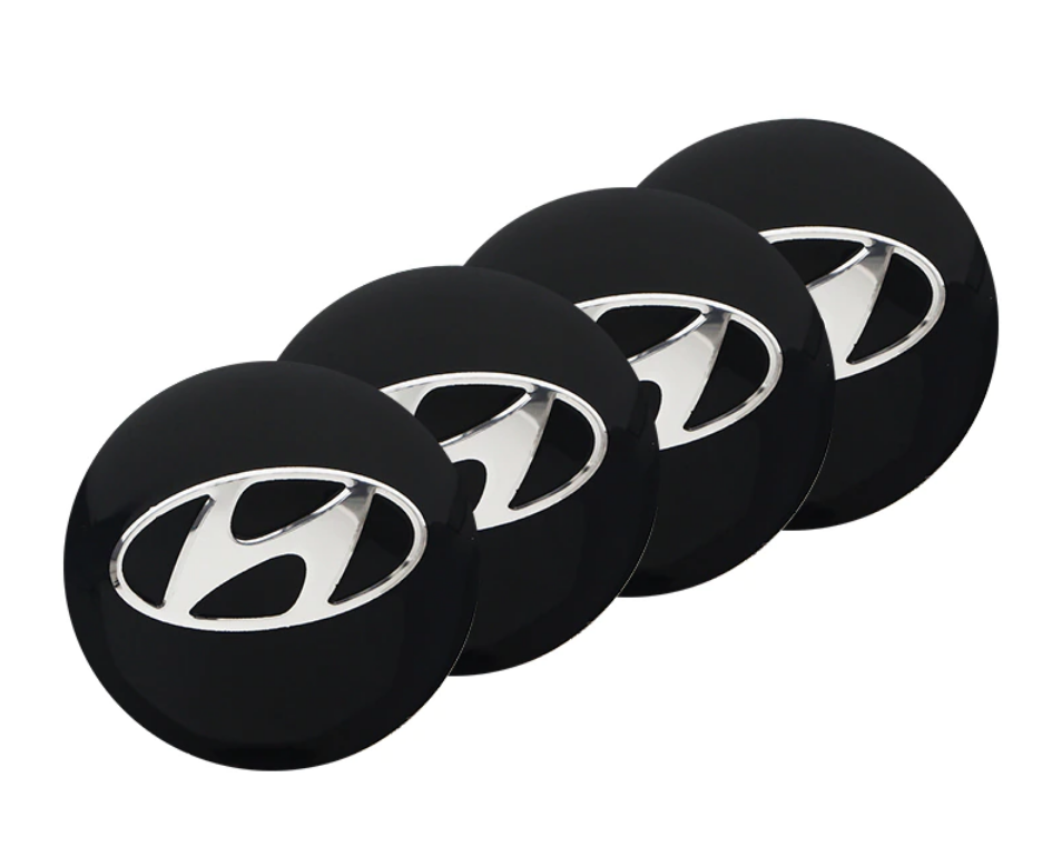 Автомобільна емблема Primo на ковпачок маточини колеса c логотипом Hyundai - Black, фото 1