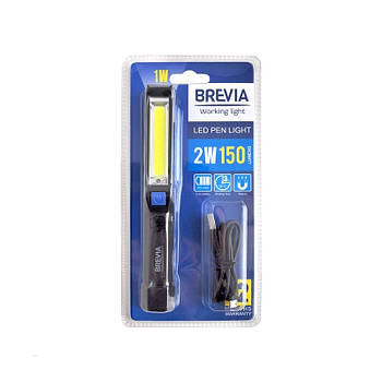 Переноска діодна 2W COB/150 lm +1W L = 165 D = 25/магніт/900 mAh/microUSB Brevia Led Pen Light No11220