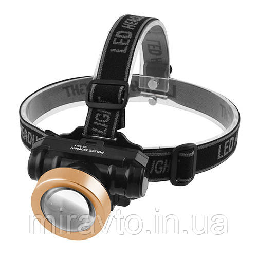 Ліхтарик-лоб "POLICE" 0511-COB, лінза, ЗП 220 V, 1x18650, Box