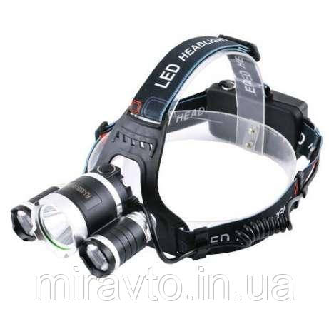 Фонарик-лоб "POLICE" 6633/3000-T6+2XPE, ЗУ micro USB, 2x18650, signal light, Box
