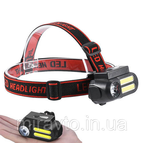 Ліхтарик-лоб "POLICE" BL-611-1LM+2COB, ЗП micro USB, 1x18650