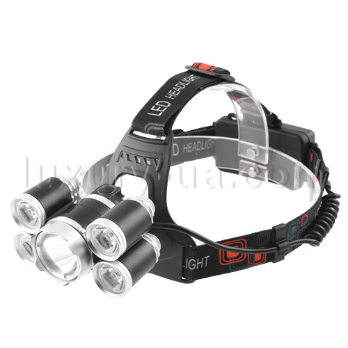 Фонарик-лоб "POLICE" BL-RJ-5500/QE905A-T6+4XPE, 2х18650, ЗУ 12V/220V, signal light, zoom, фото 1