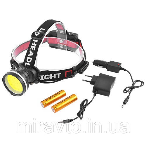 Ліхтарик-лоб "POLICE" BL-T931-COB(30W), signal light, 2x18650, Пластик + метал ЗП 220V/12V