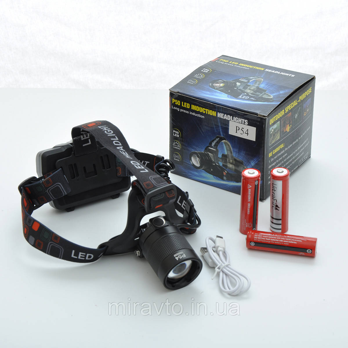 Ліхтарик-лоб "POLICE" P54 1CREE 3x18650 100000W 1400 Lm Zoom Box