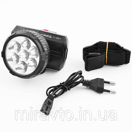 Ліхтарик-лоб D=67 7-LED/2режиму/АКБ=800 mAh "YAJIA" YJ-1836-7