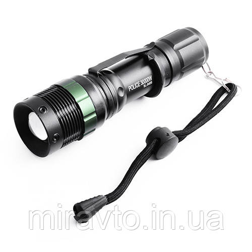 Фокарик-ручний "POLICE" 8455A-XPE, 3xAAA (1x18650), zoom, натиск, ремінець на руку