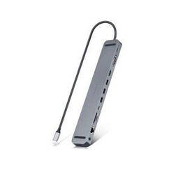 Концентратор REAL-EL CQ-1000 USB3.0х3/USB-C/HDMI/VGA/RJ45/SD/TF/3.5mm audio, 0.4m, Space Grey
