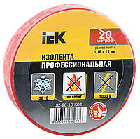 Изолента IEK красная 20м, виниловая изоляционная лента ИЕК, ПВХ