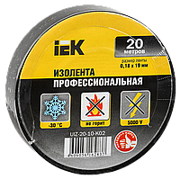 Изолента IEK черная 20м, виниловая изоляционная лента ИЕК, ПВХ