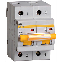 Автоматический выключатель ИЕК ВА47-100 2P 50A 10кА D IEK, MVA40-2-050-D ИЭК автомат модульный двухполюсный