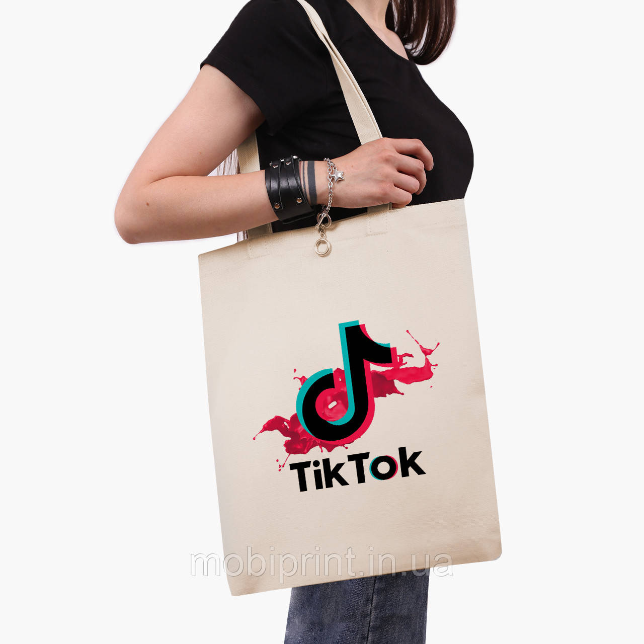 Еко сумка ТікТок (TikTok) (9227-1943-BG) бежева класична