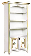 Библиотека Верона ДСП орех Караваджо (Скай ТМ) Корпус ДСП Білий, фасад Білий / Золото з малюнком