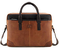 Деловой портфель коричневый кожаный через плечо с ремнем, мужской портфель кожаный рыжий для документов А4 топ