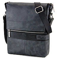 Сумка планшет серая из кожи через плечо Tom Stone, мужская сумка для планшета серая кожаная с ремнем топ