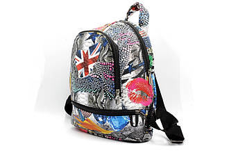 Молодіжний яскравий рюкзак середнього розміру з м'якого шкір-заступника.