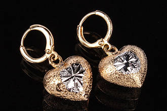 Сережки підвіски Сердечка з мед сплаву XUPING, жіночі сережки кільця конго у вигляді Серця під золото топ