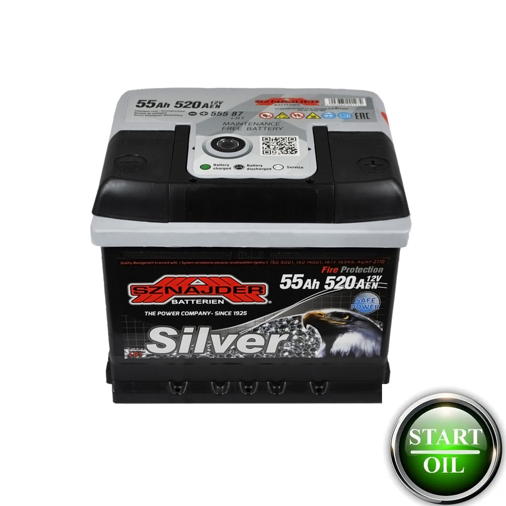 Акумулятор SZNAJDER Silver 55Ah 520A R+ (h=175)