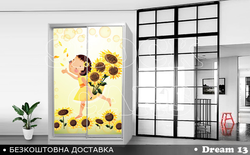 Шафа купе з дівчинкою Принцеса Дрема, дитяча шафа купе 2/3/4 двері, шафа для одягу фотодрук