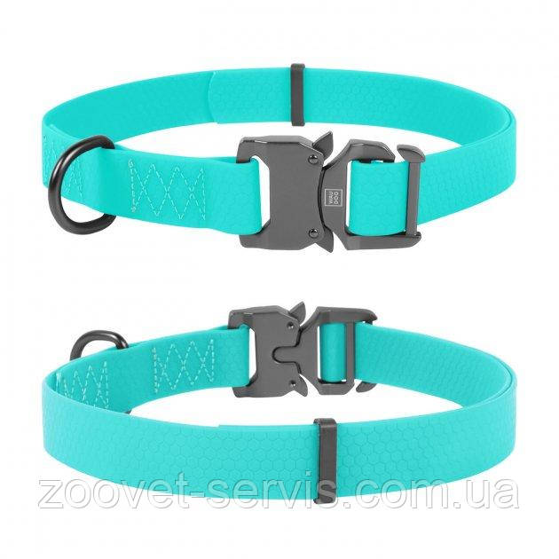 Нашийник для собаки світловідбивний водостійкий довжина 23-35 см, ширина 15 мм, Ментоловий COLLAR WAUDOG Waterproof, фото 1