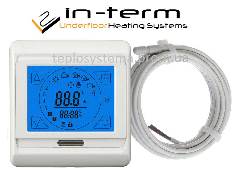 Програмований сенсорний терморегулятор для теплої підлоги In-Term E91 (RTC 89)