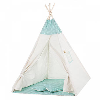 Дитячий намет (вігвам) Springos Tipi XXL TIP04 White/Mint .